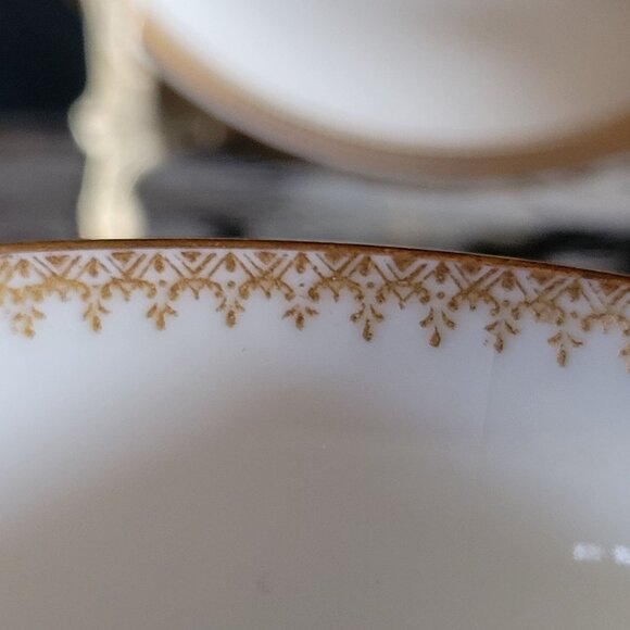 Antique Haviland Limoges France "S" Monogrammed White and Gold Cup and Saucer - Picture 5 of 8